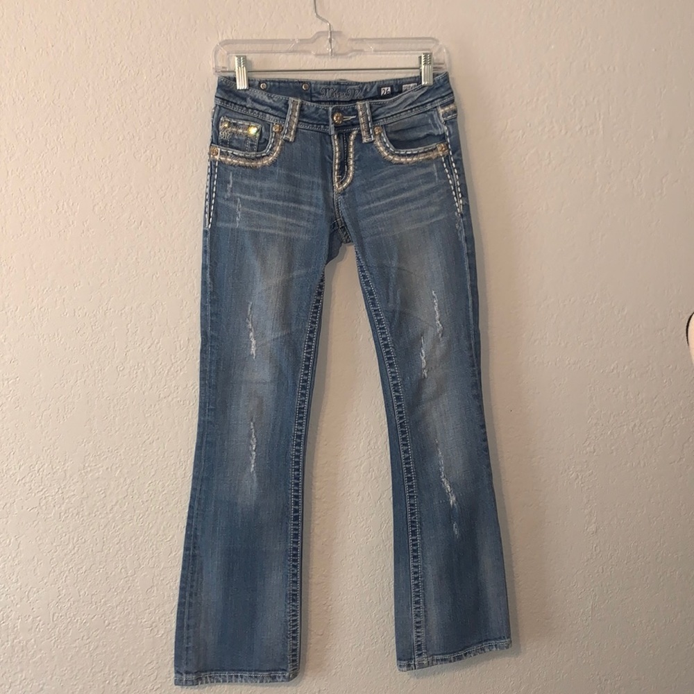 Miss Me Lightly Distressed Boot Cut Jeans Size 26 - Picture 7 of 12
